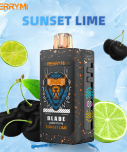 Commercial wholesale distribution for MerryMi Blade 30000 Puffs Black Cherry Lime 10-pack display box Europe