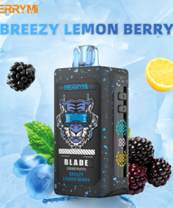 Commercial wholesale distribution for MerryMi Blade 30000 Puffs Blackberry Lemon Mint Candy 10-pack display box Europe